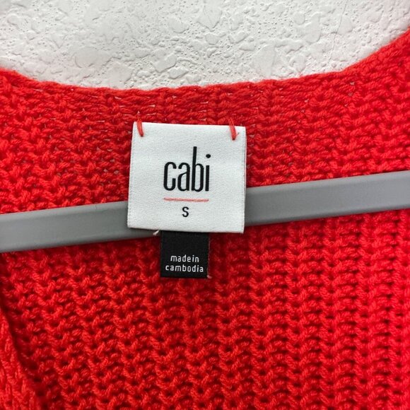 Cabi Ruby Red Knit V Neck Pullover Sweater 5837 Womens size Small - Picture 2 of 5